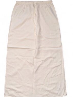 White Midi Skirt with Elastic Drawstring Waist